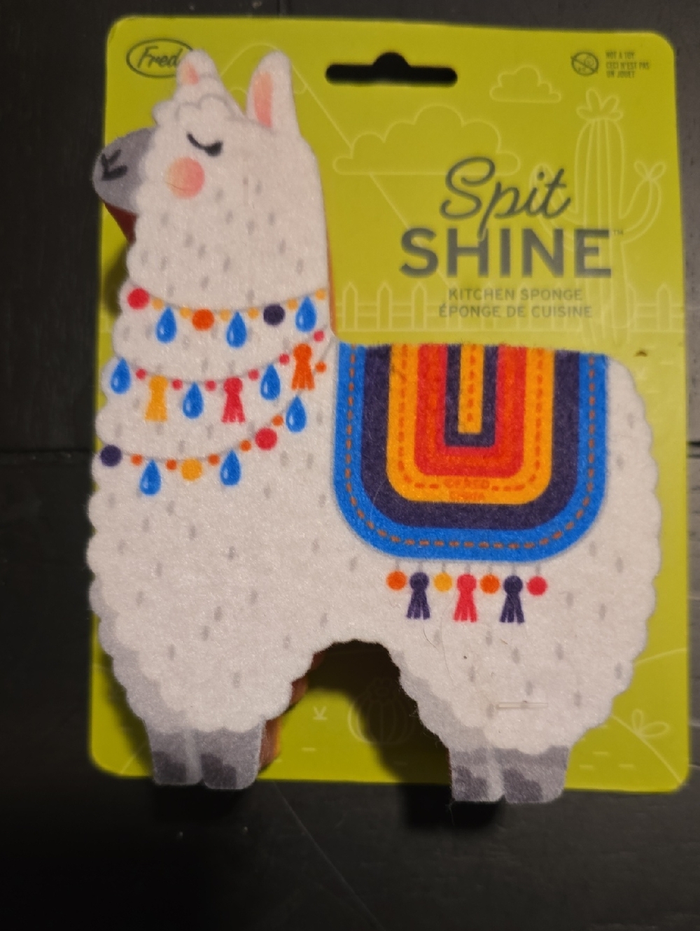 Fred White Llama Sponge with Blue, Orange and Red Accents